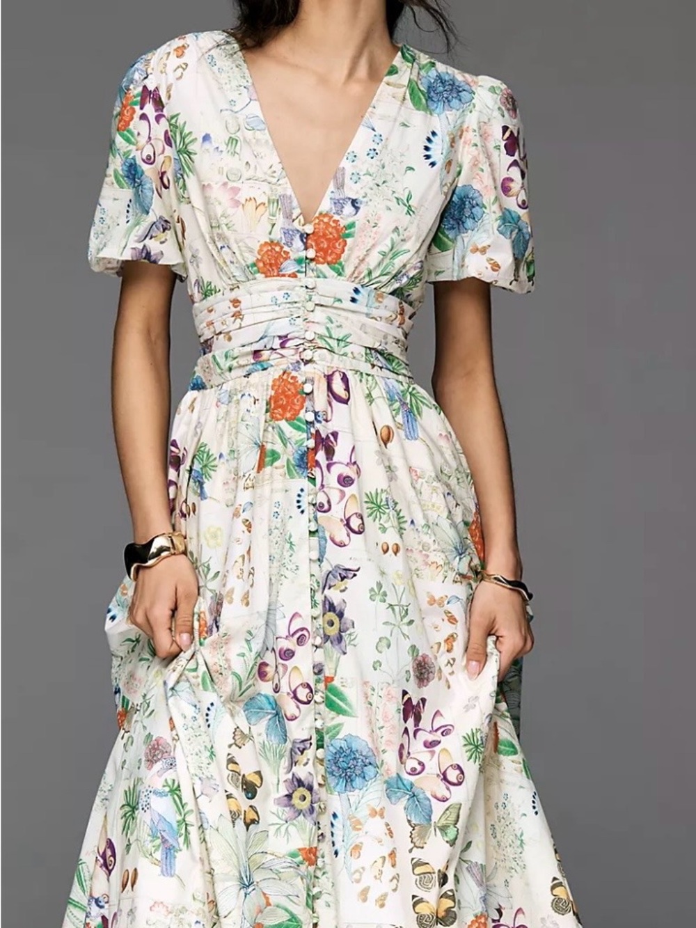 Anthropologie Katerina Button Down Butterfly Dress